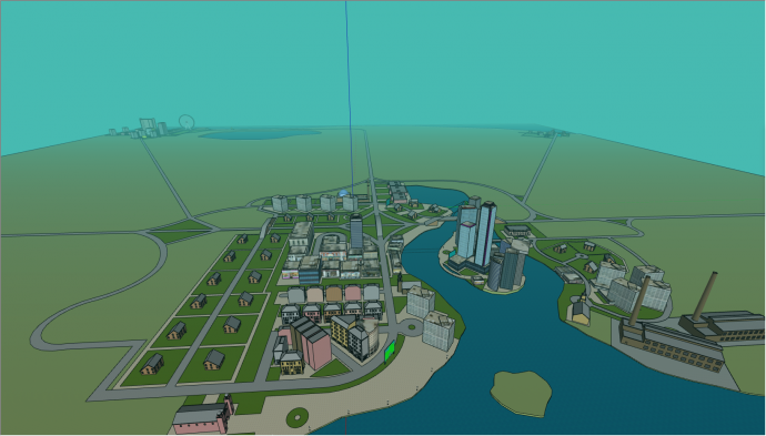 有大厦和住宅的城市设计SU模型_图1