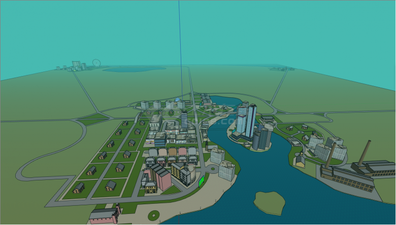 有大厦和住宅的城市设计SU模型-图一