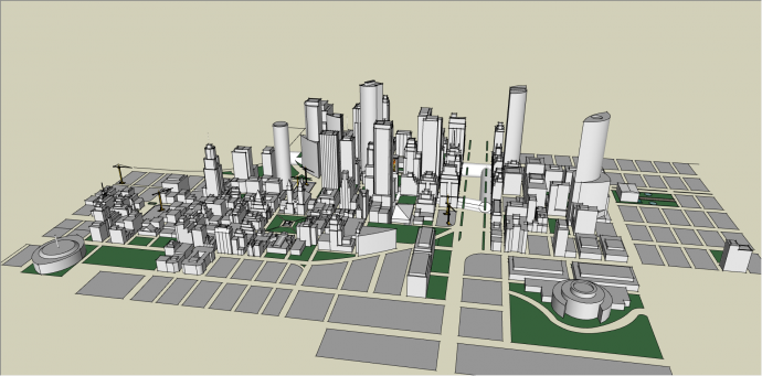 中式城区规划设计su模型_图1