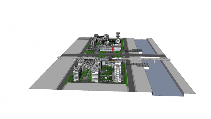 办公居住综合区规划方案su模型_图1