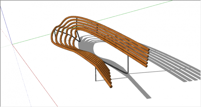 现代原木格栅创意休闲长椅su模型_图1