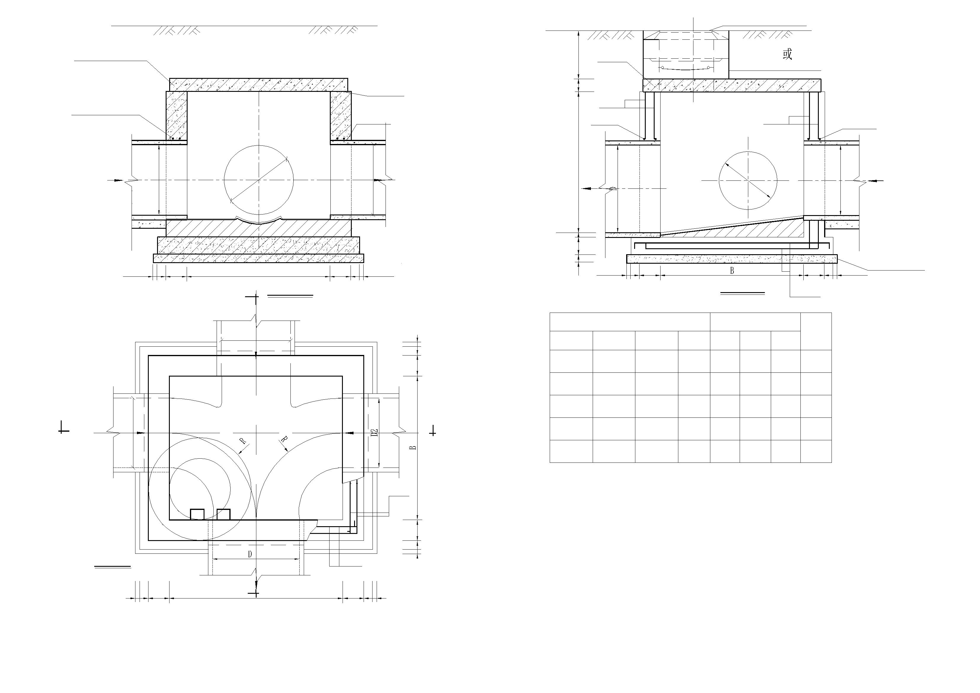最新图集混凝土矩形90°四通检查井CAD图纸