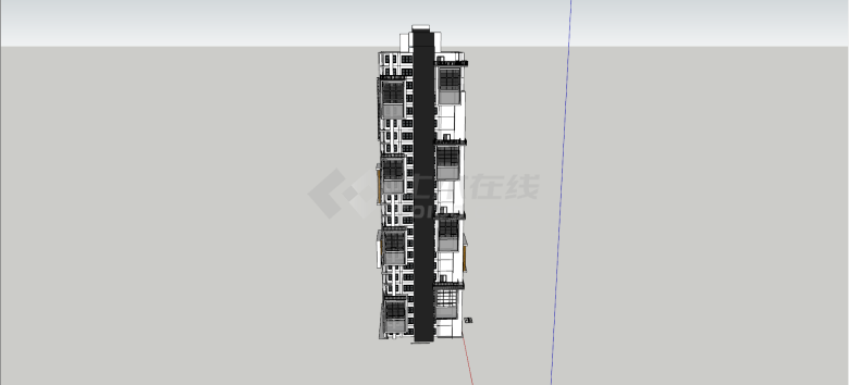 高层带阳台住宅小区su模型-图二