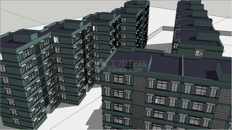 现代小区多层住宅楼su模型-图二