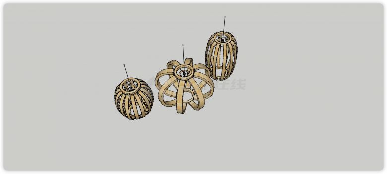 椭圆造型竹子灯笼su模型-图二