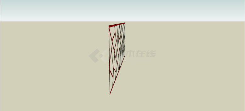 中式红色镂空元素构件su模型-图二