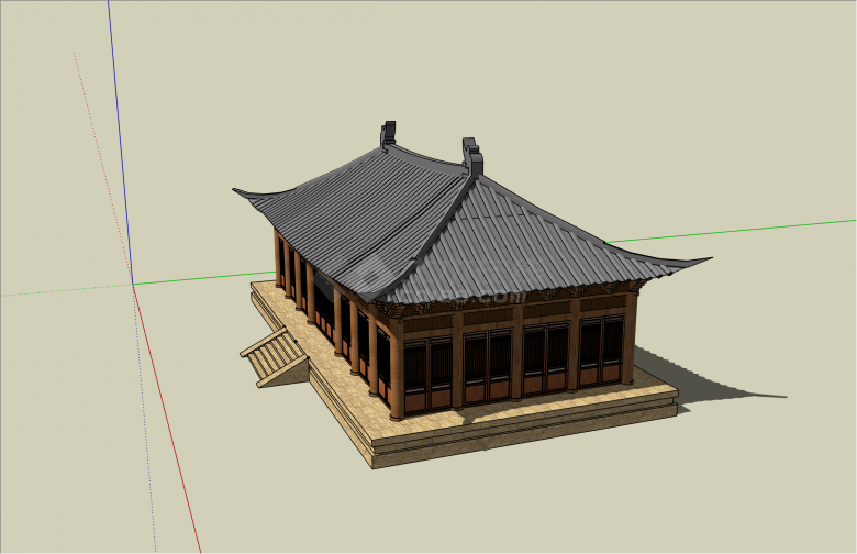 精细木制中式古建筑su模型-图二