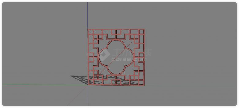 梅花造型俄罗斯方块镂空窗花su模型-图一