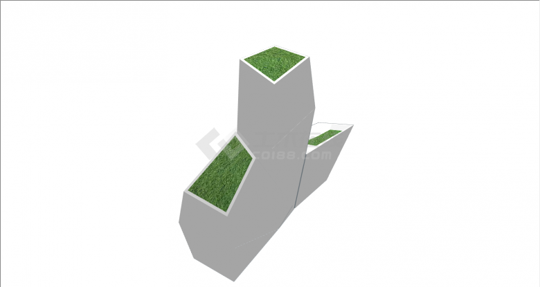 带绿色植物白色景观小品su模型-图二
