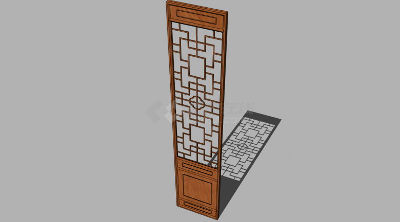 中式木质长方形孔门su模型-图二