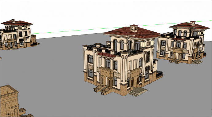 带有三层的豪华的独栋别墅su模型_图1