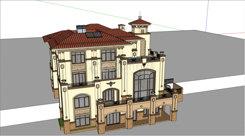 带有多层的豪华独栋别墅su模型-图一