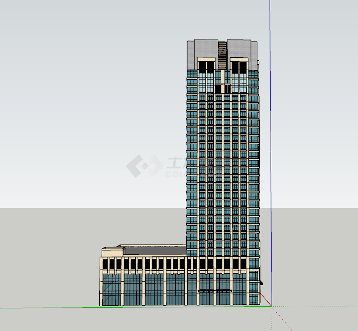 高层写字楼商业综合体su模型-图二