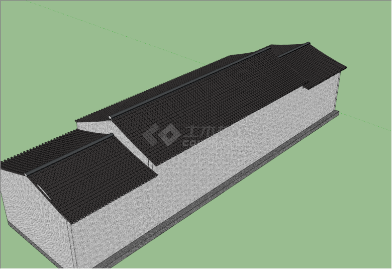 新中式现代风景区景点建筑su模型-图二