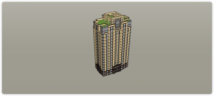 土黄色主体红色大理石一层装饰面住宅区项目su模型_图1
