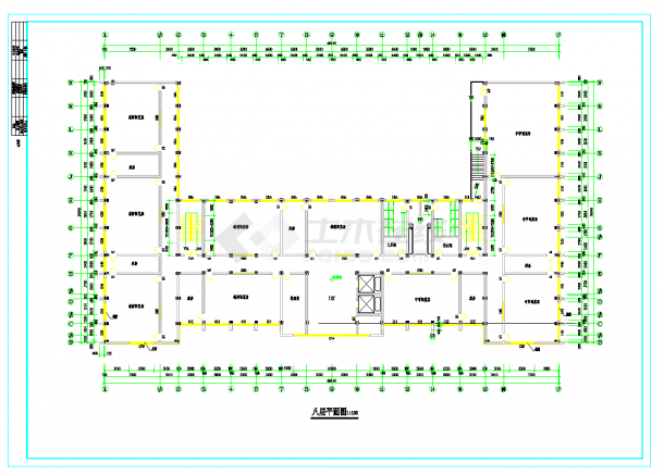 某地某九层学校综合楼建筑施工图CAD图纸-图二