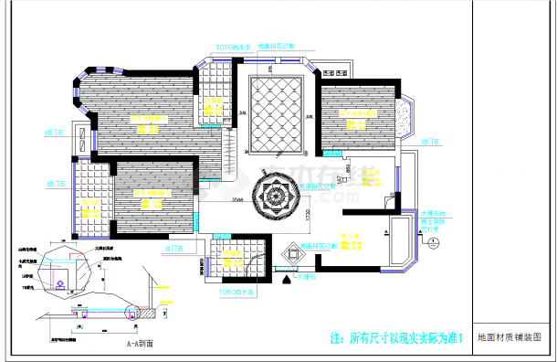 某地欧式风格三室两厅室内装修图CAD图纸-图一