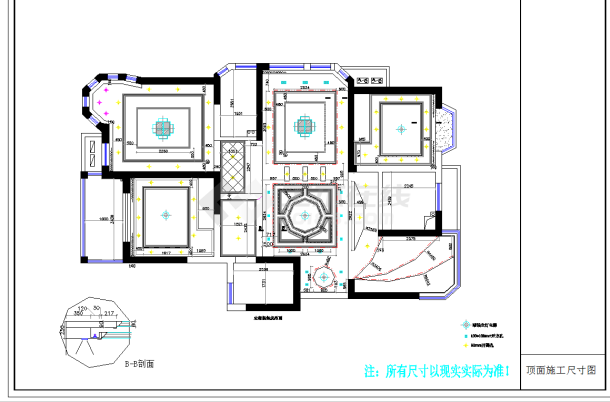 某地欧式风格三室两厅室内装修图CAD图纸-图二