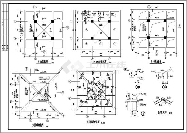 瞭望塔结构CAD大样构造节点图-图二