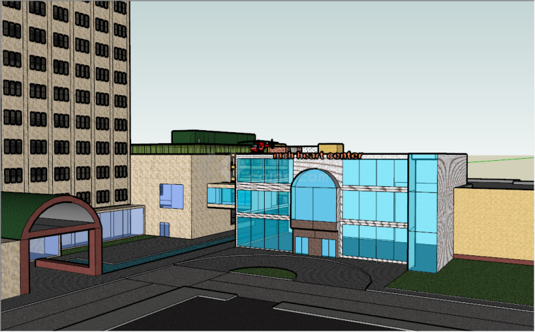 现代都市中心医院建筑su模型-图二