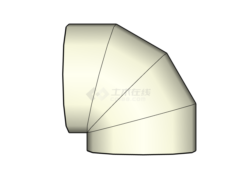多联排水管PVC管件配件弯头su模型-图一