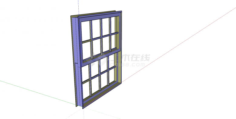 紫色边框矩形窗户su模型-图一