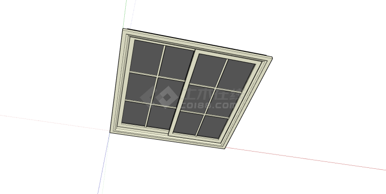 十二格矩形灰色玻璃窗su模型-图二