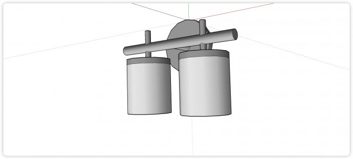 两个圆柱形灯罩两光源壁灯su模型_图1