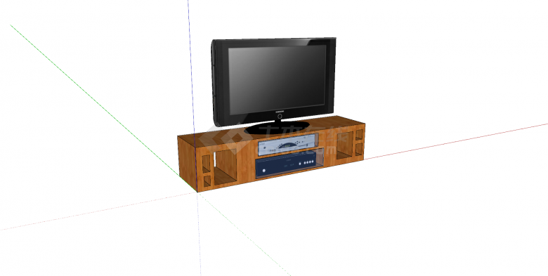 电视机木制电视柜组合su模型-图一