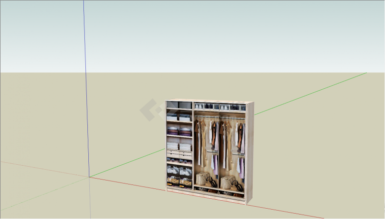 一个长方形的实用性强的衣柜su模型-图一