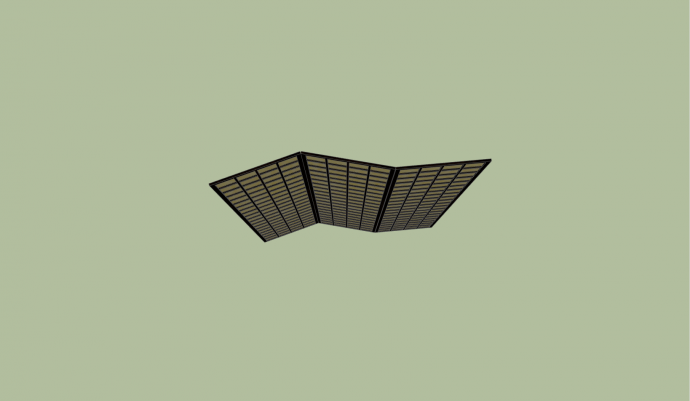 中式三扇格子状屏风su模型_图1