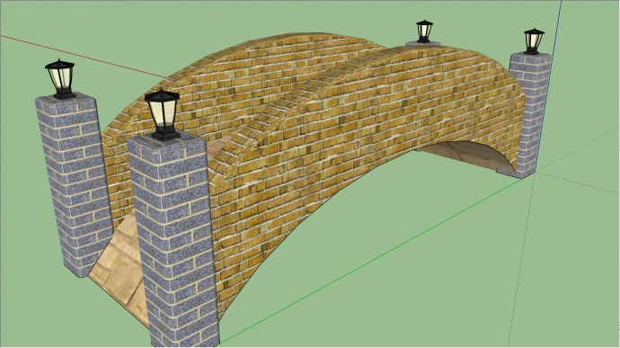 石质小型拱桥建筑su模型_图1