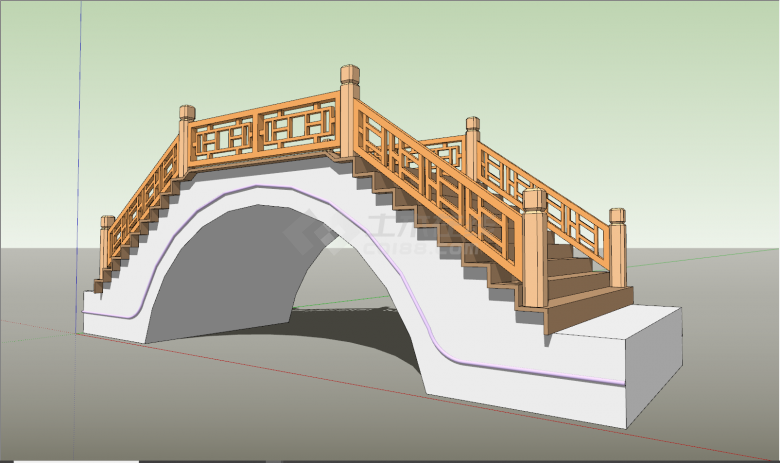 现代公园广场拱桥su模型-图二