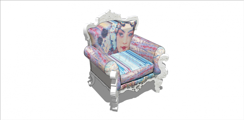 新中式创意风格沙发su模型-图一