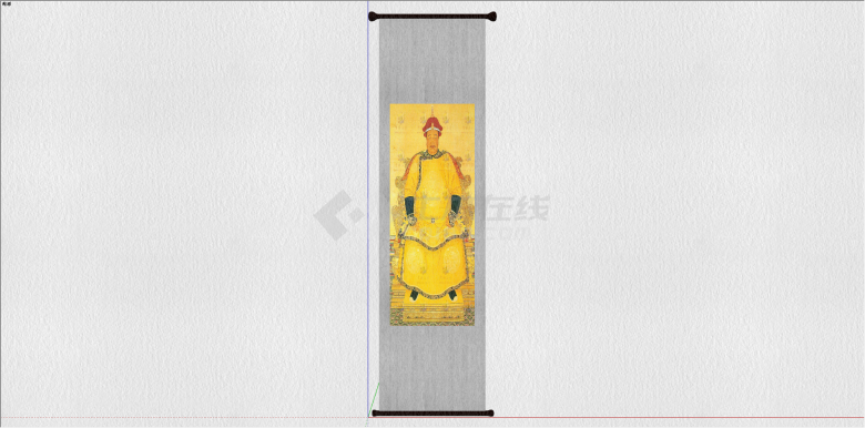 中式古式人物挂轴画su模型-图一