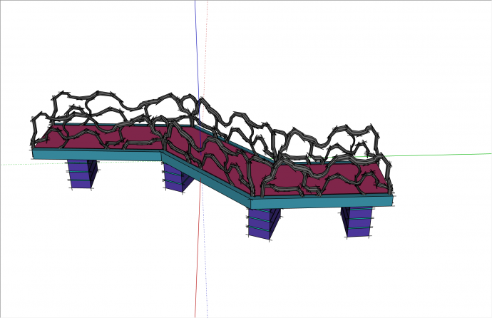 创意藤蔓状扶手曲折桥su模型_图1
