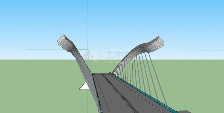 灰色外观异形石柱组合桥梁su模型-图二