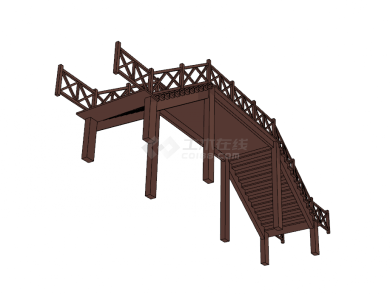 园林实木搭建桥 su模型-图二
