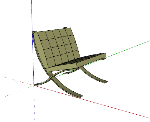 墨绿色方块座椅su模型_图1