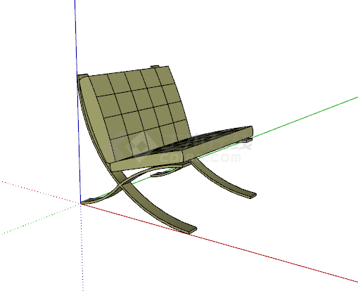 墨绿色方块座椅su模型-图一