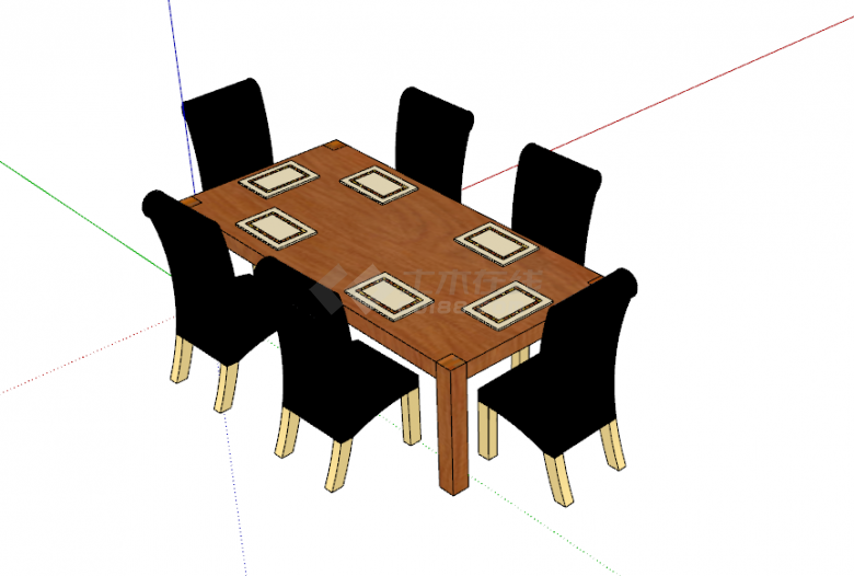 单人餐桌椅子组合su模型-图一