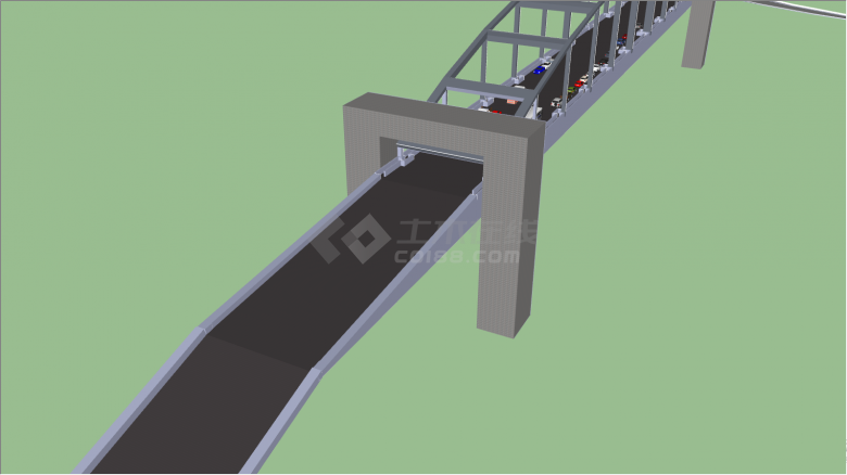 钢架构跨江大桥su模型-图二