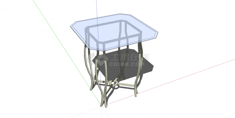 桌椅老su模型方形玻璃桌面-图二