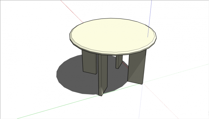 圆形的桌面带有四只腿的桌子su模型_图1