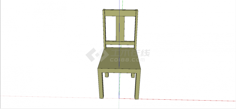 现代简单款式三条横杠式靠背木椅su模型-图二