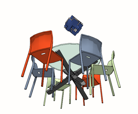 彩色座椅桌几组合su模型_图1