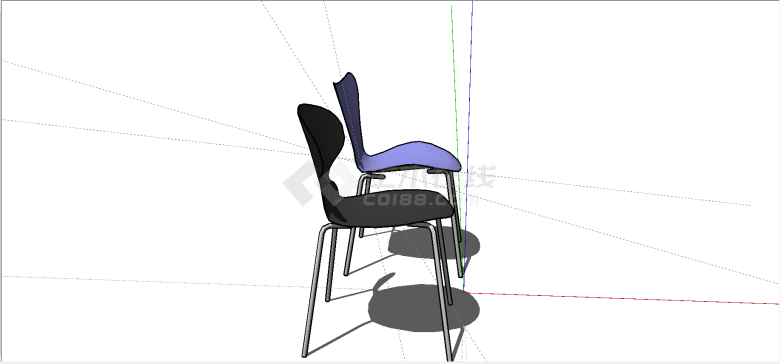 现代两款艺术造型样式座椅su模型-图一