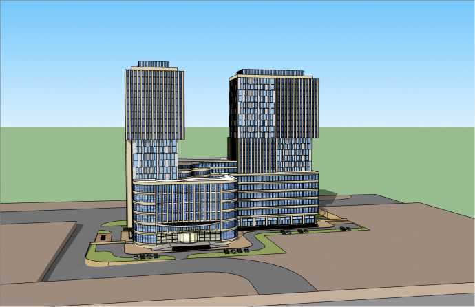 高层办公楼及城市综合体su模型_图1