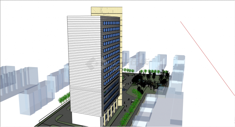 大型办公楼建筑su模型-图二