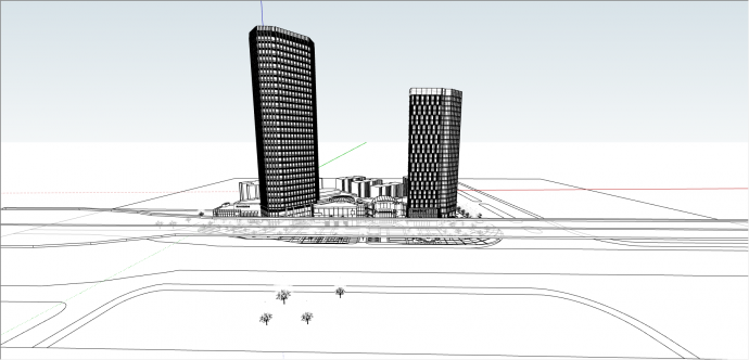 现代高层办公楼设计su模型_图1